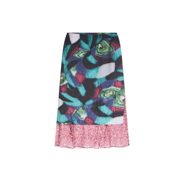 Dries Van Noten Layered moiré skirt in Petrol | Skirts | Coveti