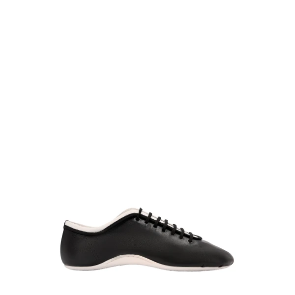 Leather ballerina sneakers in Black - Image 2