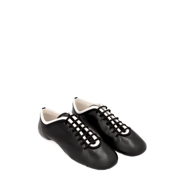 Leather ballerina sneakers in Black - Image 3