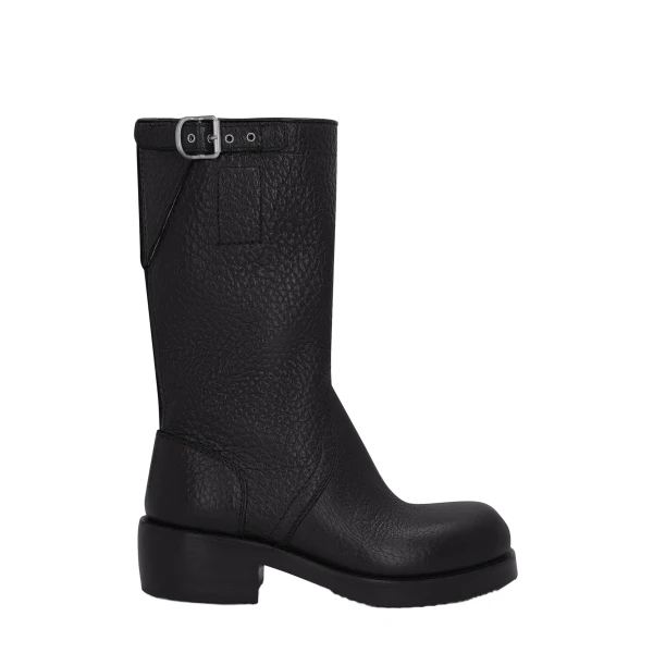 Leather biker boots in Black