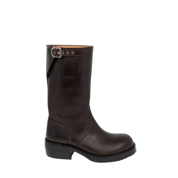 Leather biker boots in Dark Brown