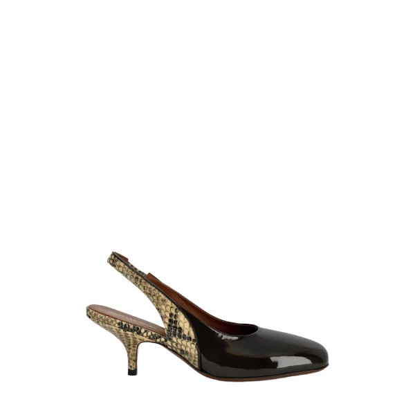 Leather slingback pumps in Olive - Image 2