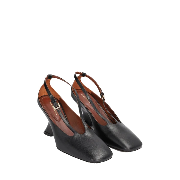 Leather wedge pumps in Black - Image 3