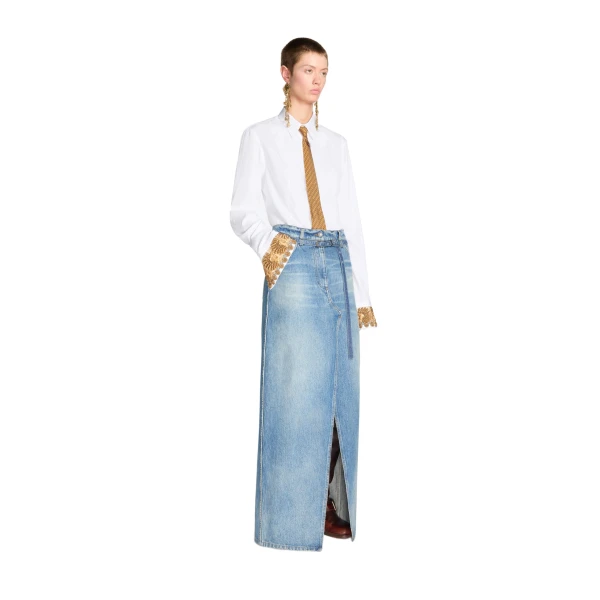 Long denim skirt in Blue - Image 3