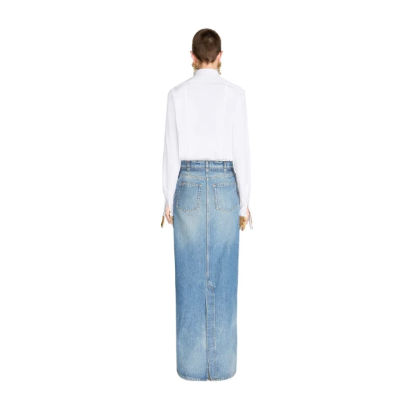 Long denim skirt in Blue - Image 4