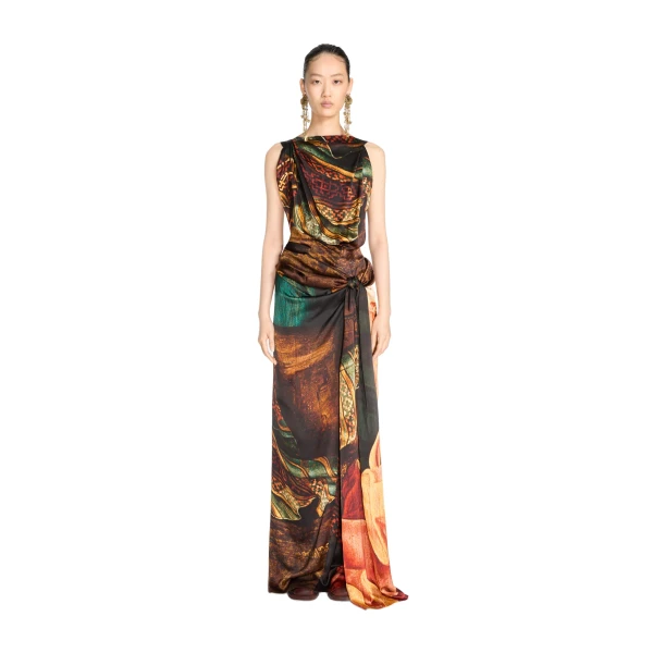 Long draped satin dress - Image 2