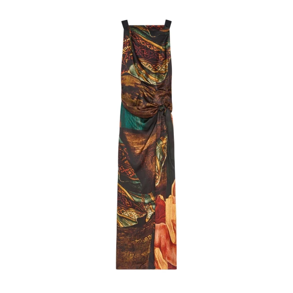 Long draped satin dress