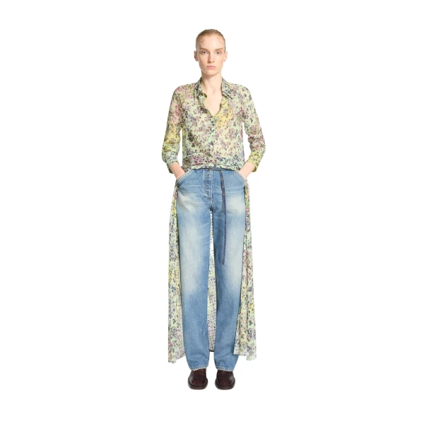 Long jacquard shirt dress in Mint - Image 2