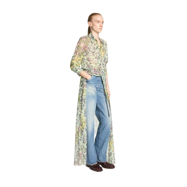 Long jacquard shirt dress in Mint - Image 3