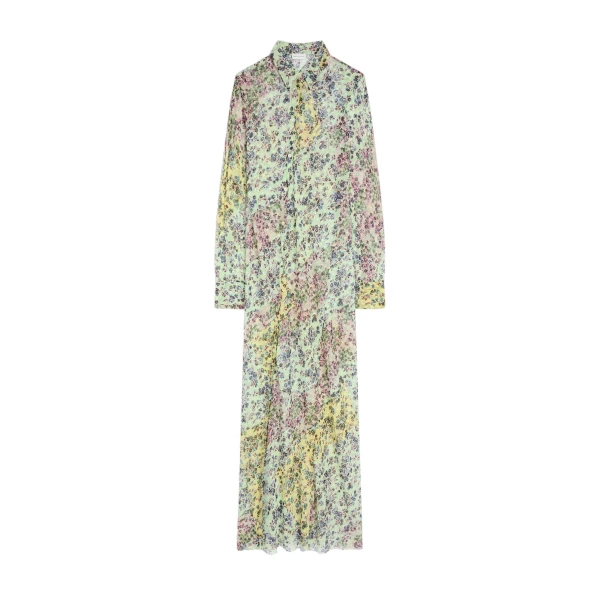Long jacquard shirt dress in Mint