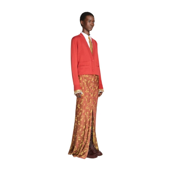 Long jacquard skirt in Rust - Image 3
