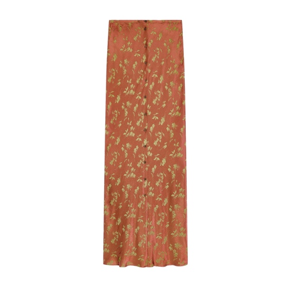 Dries Van Noten Long jacquard skirt in Rust | Skirts | Coveti