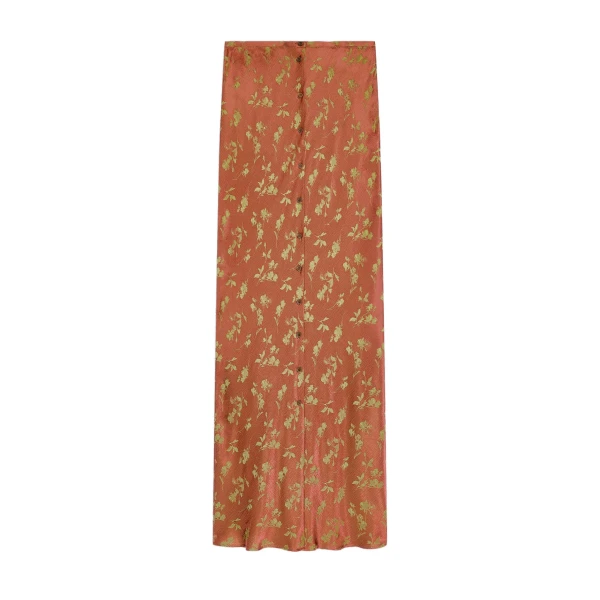 Dries Van Noten Long jacquard skirt in Rust | Skirts | Coveti