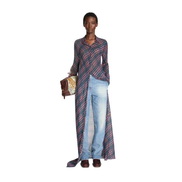Long lurex shirt dress in Blue - Image 2