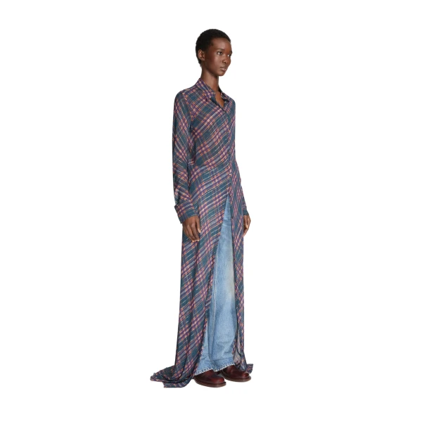 Long lurex shirt dress in Blue - Image 3