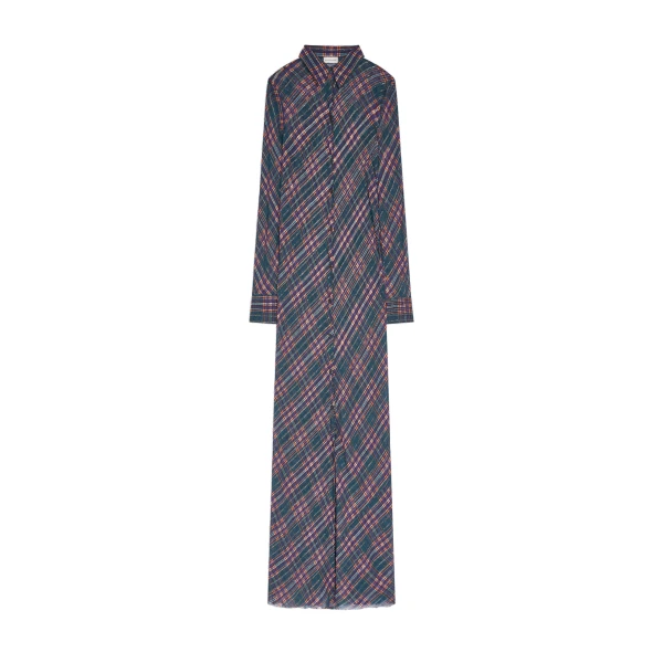 Long lurex shirt dress in Blue