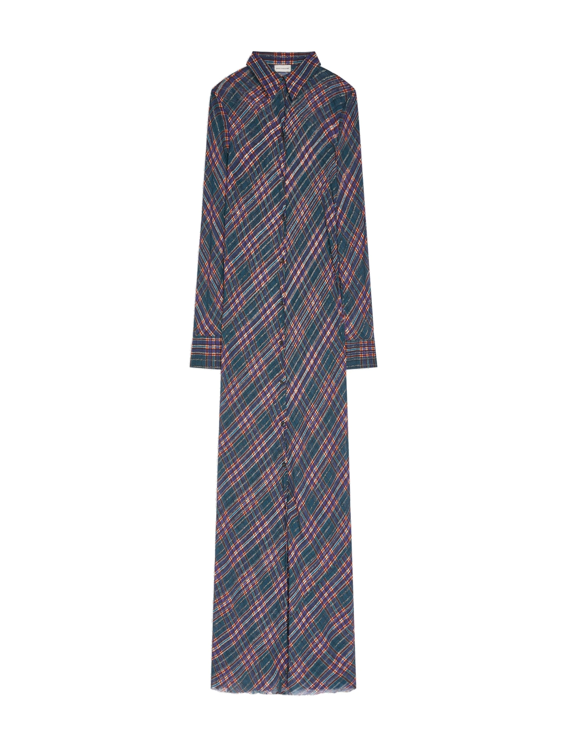 Dries Van Noten Long lurex shirt dress in Blue | Dresses | Coveti Dries Van Noten Long lurex shirt dress in Blue | Dresses | Coveti
