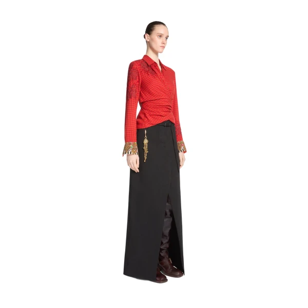 Long overdyed skirt in Black - Image 3