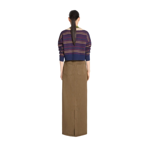 Long overdyed skirt in Khaki - Image 4