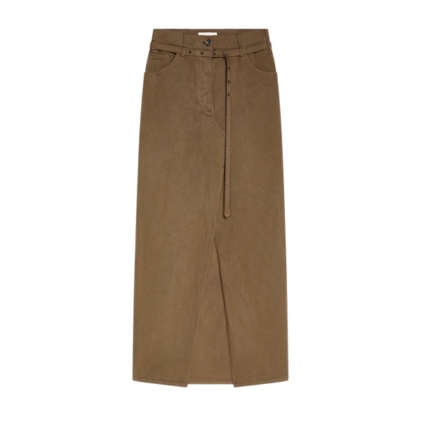 Dries Van Noten Long overdyed skirt in Khaki | Skirts | Coveti