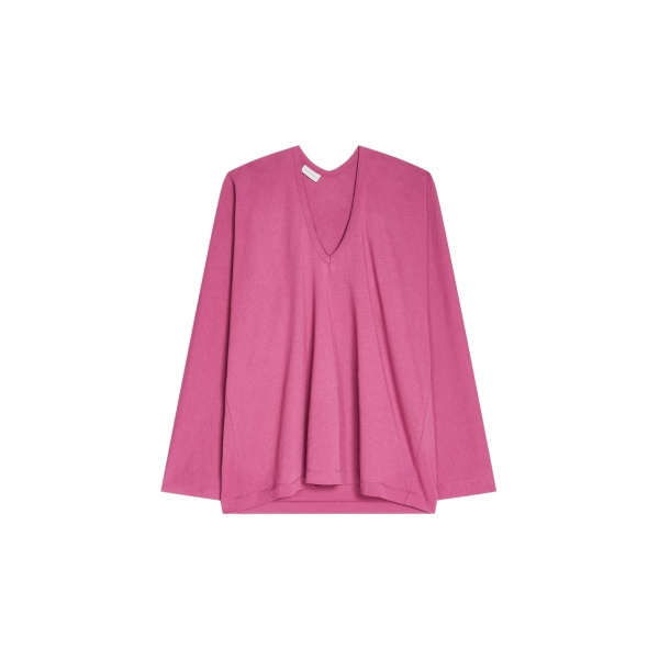 Dries Van Noten Long sleeve cotton tee in Berry | Tops | Coveti