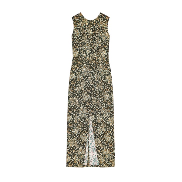 Dries Van Noten Long slitted floral dress in Black | Dresses | Coveti