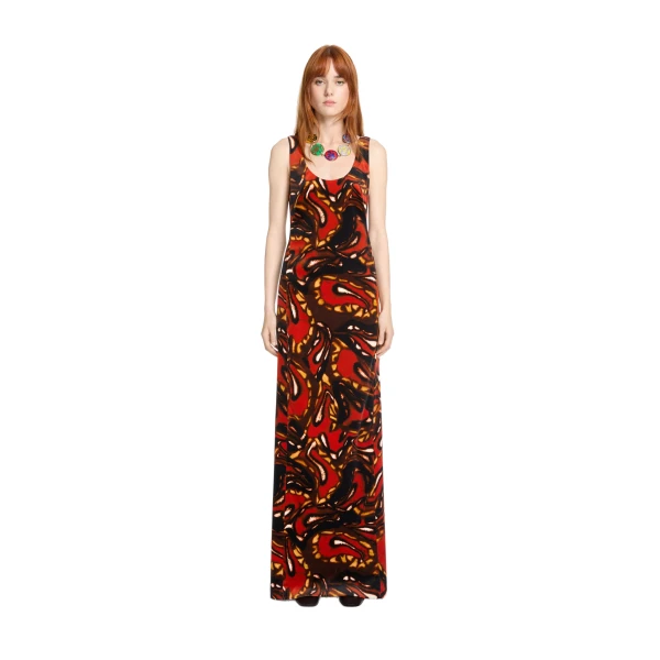 Long velvet dress in Rust - Image 2