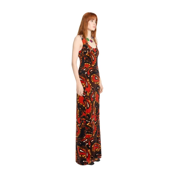 Long velvet dress in Rust - Image 3