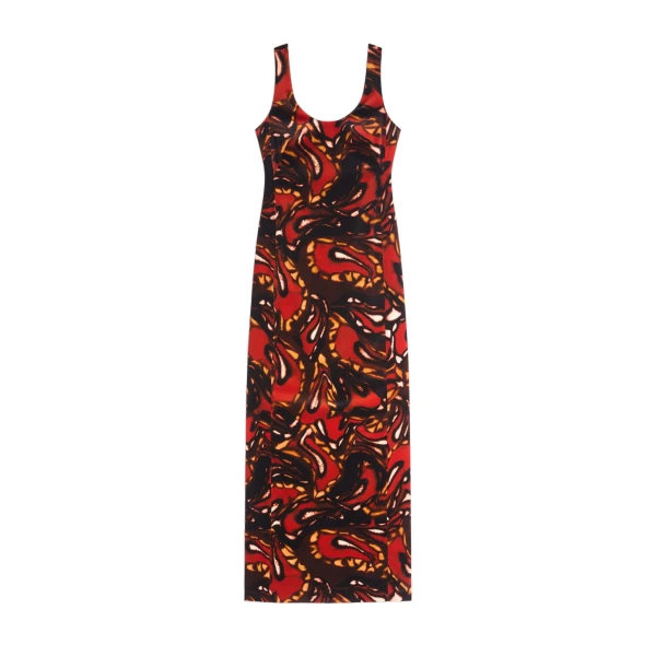 Dries Van Noten Long velvet dress in Rust | Dresses | Coveti