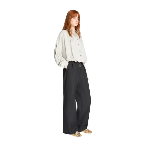 Loose cotton blouse in Grey Melange - Image 3