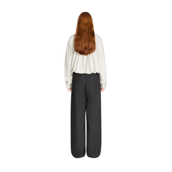 Loose cotton blouse in Grey Melange - Image 4