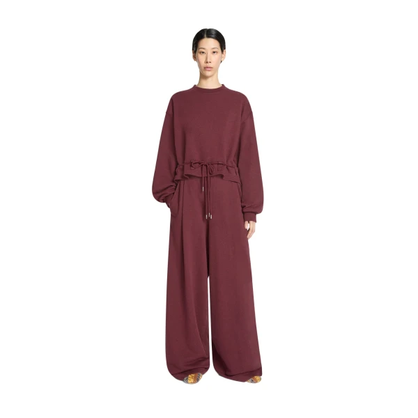 Loose cotton sweatpants in Burgundy Melange - Image 2