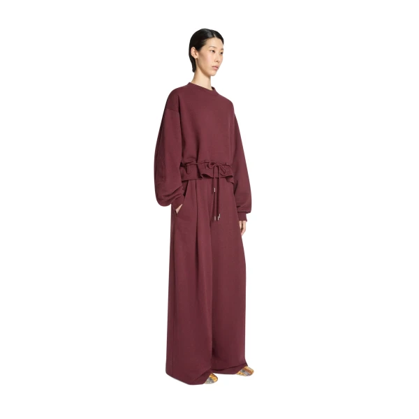 Loose cotton sweatpants in Burgundy Melange - Image 3