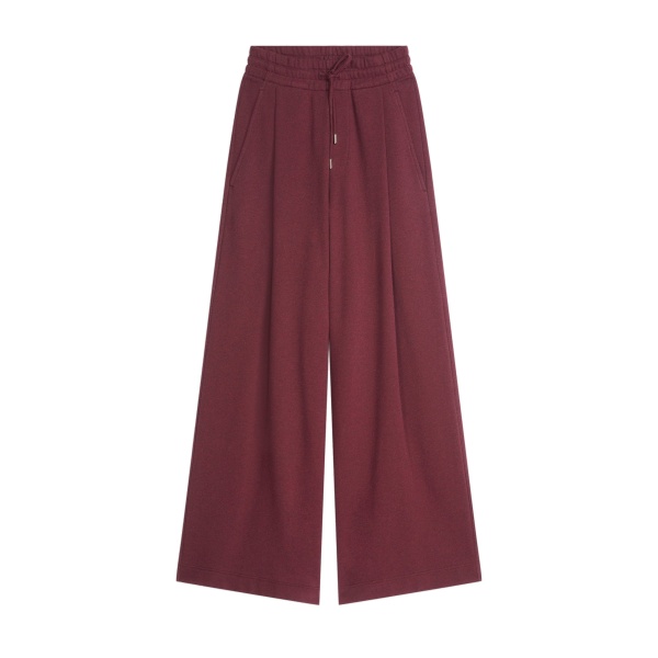 Dries Van Noten Loose cotton sweatpants in Burgundy Melange | Pants | Coveti
