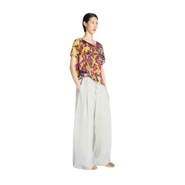 Loose cotton sweatpants in Grey Melange - Image 3