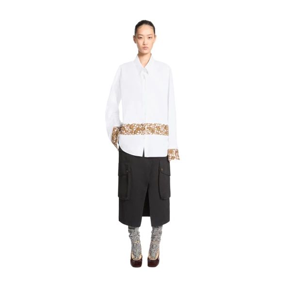 Loose embroidered cotton poplin shirt in White - Image 2