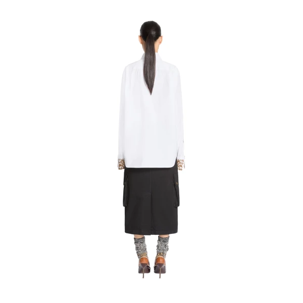 Loose embroidered cotton poplin shirt in White - Image 4