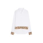 Dries Van Noten Loose embroidered cotton poplin shirt in White | Tops | Coveti