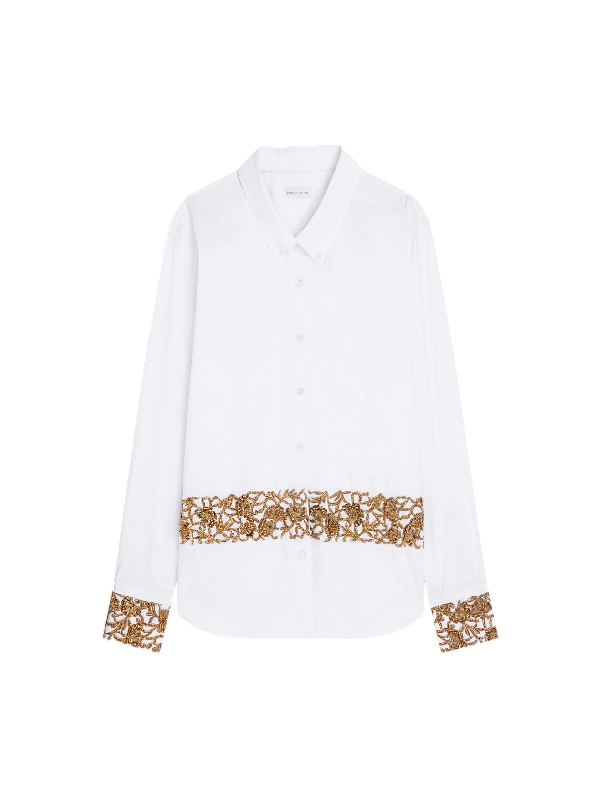 Dries Van Noten Loose embroidered cotton poplin shirt in White | Tops | Coveti Dries Van Noten Loose embroidered cotton poplin shirt in White | Tops | Coveti