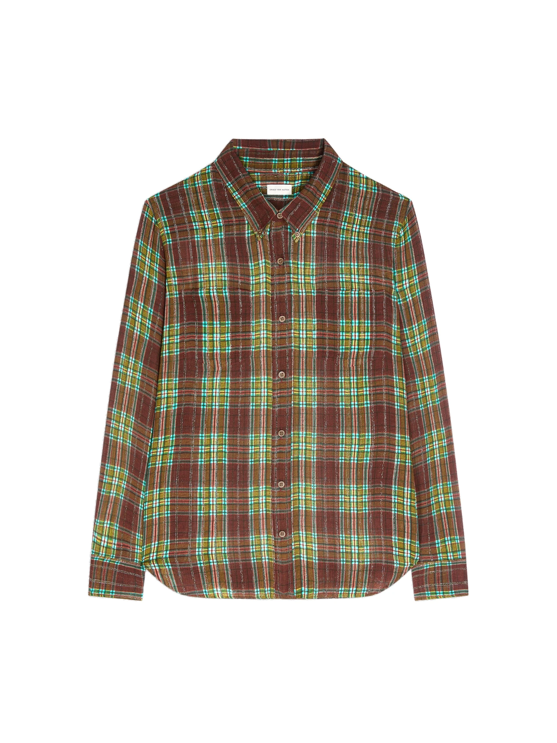 Dries Van Noten Loose lurex shirt in Burgundy | Tops | Coveti Dries Van Noten Loose lurex shirt in Burgundy | Tops | Coveti