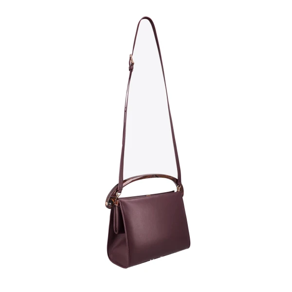 Medium leather bag in Bordeaux - Image 3