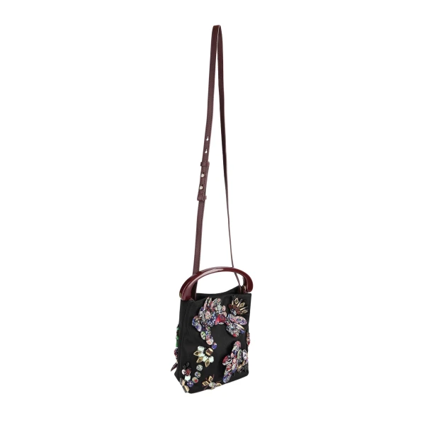 Micro embroidered bag in Black - Image 3