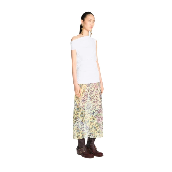 Off-shoulder jersey top in White - Image 3