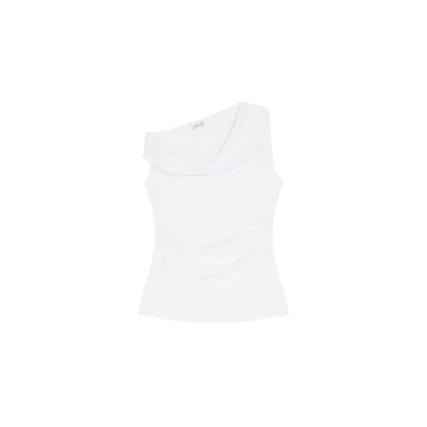 Dries Van Noten Off-shoulder jersey top in White | Tops | Coveti
