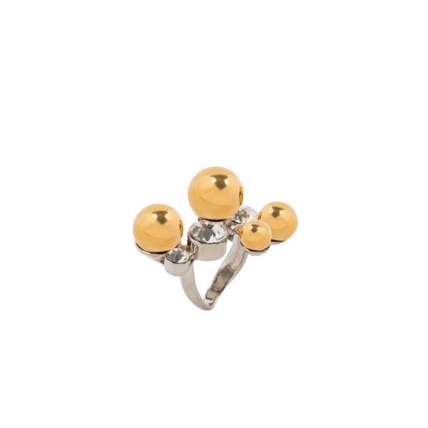 Ornamented beaded ring in Silver