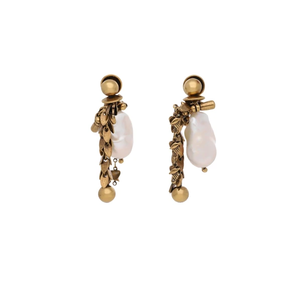 Ornamented pendant earrings in Old Brass - Image 3