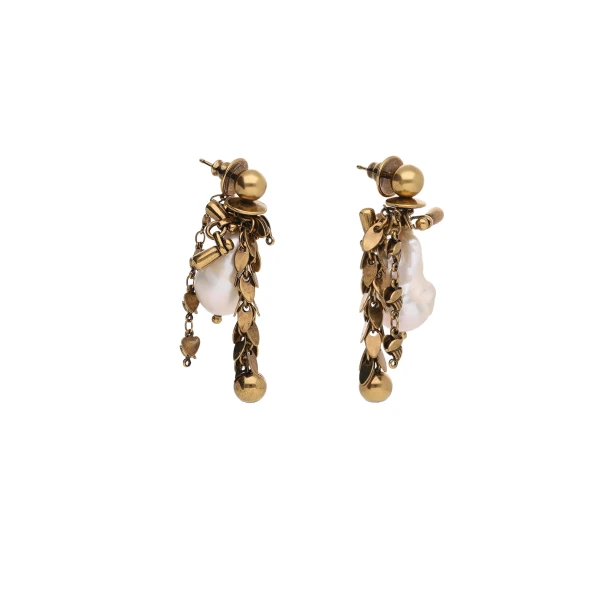 Ornamented pendant earrings in Old Brass - Image 4