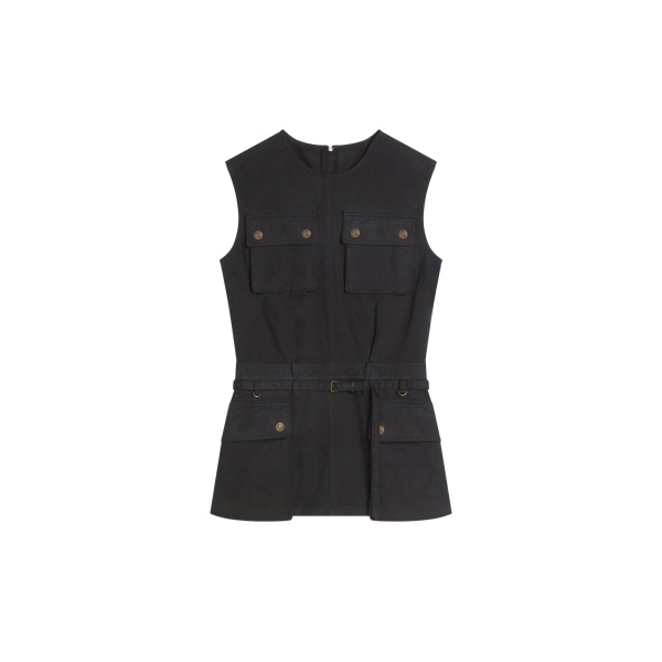 Dries Van Noten Overdyed utility top in Black | Tops | Coveti