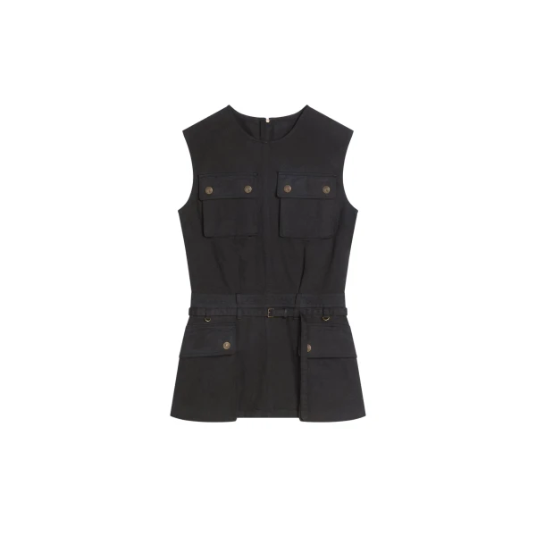 Dries Van Noten Overdyed utility top in Black | Tops | Coveti