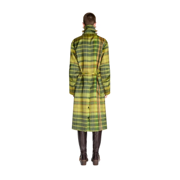 Oversized checked coat in Neon Yellow - Image 4